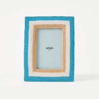 Amalfi Blue, Natural & White Beaded Portrait Frame