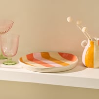 Tuscany Pink & Orange Stripe Round Platter
