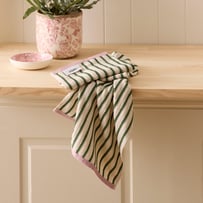 Polly Green & Lilac Stripe Tea Towel Pack of 2