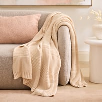 Buxton Cream Knit Throw
