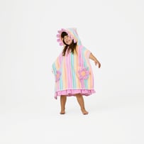 Kids Daisy Stripe Beach Hooded Towel