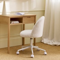 White Boucle Kids Desk Chair