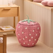 Strawberry Pink & Green Storage Basket