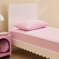 Stonewashed Cotton Pink Fitted Sheet Set 