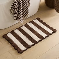 Scallop Truffle & Natural Stripe Bath Mat