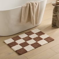 Natural & Espresso Check Bath Mat