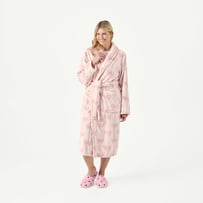Bow Stripe Natural & Pink Blossom Printed Ultra Soft Robe