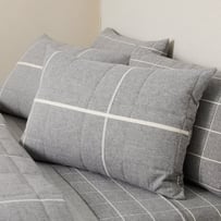 Fiore Grid Grey Flannel Quilted Pillowcases