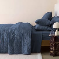Stonewashed Cotton Midnight Navy Quilted Coverlet Separates