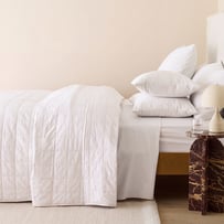 Stonewashed Cotton White Quilted Grid Coverlet Separates