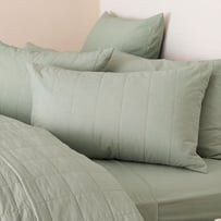 Stonewashed Cotton Gumleaf Quilted Grid Pillowcases