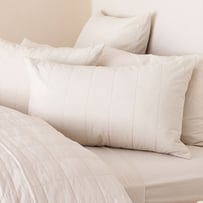 Stonewashed Cotton Coconut Quilted Grid Pillowcases