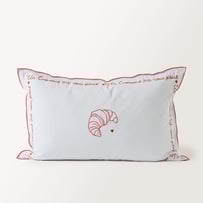 Mothers Day Blue Un Croissant Embroidered Pillowcase