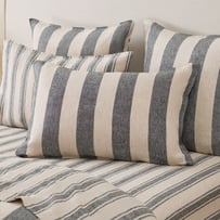 Vintage Washed Linen Linen & Onyx Mega Stripe Pillowcases
