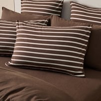 Ultra Soft Jersey Chocolate & Oat Stripe Pillowcases