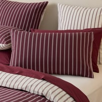 Stonewashed Cotton Burgundy & Coconut Stripe Pillowcases 