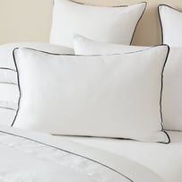 Vintage Washed Linen White & Onyx Piped Pillowcases