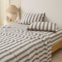 Vintage Washed Linen Linen & Onyx Farm Stripe Sheet Separates