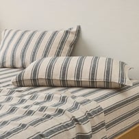 Vintage Washed Linen Linen & Onyx Farm Stripe Pillowcases