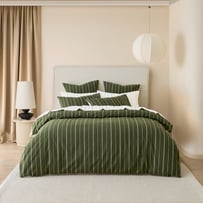 Stonewashed Cotton Basil & Coconut Pencil Stripe Quilt Cover Separates 