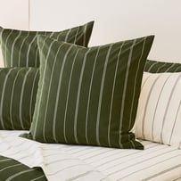 Stonewashed Cotton Basil & Coconut Pencil Stripe Pillowcase
