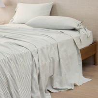 Stonewashed Cotton Thin Coconut & Blue Stripe Sheet Separates