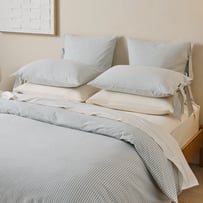 Stonewashed Cotton Thin Coconut & Blue Stripe Quilt Cover Separates