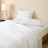 Vintage Washed Linen White & Denim Piped Sheet Separates