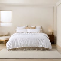 Stonewashed Cotton White & Sesame Piped Quilt Cover Separates