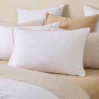 Stonewashed Cotton White & Sesame Piped Pillowcases