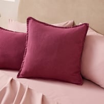 Belgian Vintage Washed Linen Burgundy Cushion