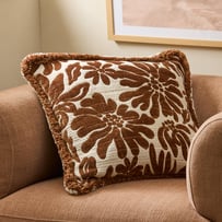 Zinnia Brown Sugar Floral Cushion