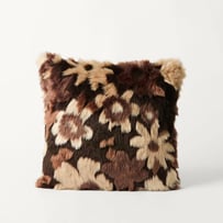 Adelaide Chocolate Floral Fur Cushion