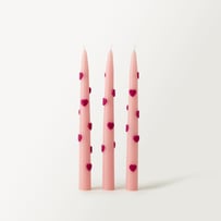 Daphne Heart Pink & Red Taper Candles Pack of 3