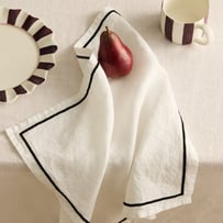 Mayfair White & Black Trim Linen Napkin Pack of 4