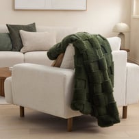 Clea Ivy Check Recycled Fur Throw