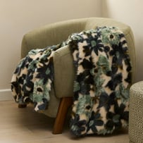 Adelaide Mineral Green Floral Fur Throw