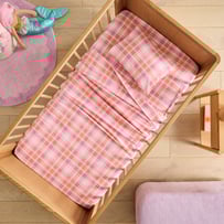Brooks Pink Check Flannelette Cot Sheet Set