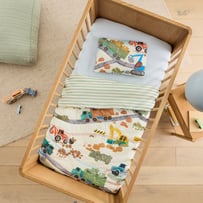 Diggers Work Zone Green Quilted Cot Quilt Cover Set