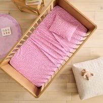 Ava Pink Animal Print Flannelette Cot Sheet Set