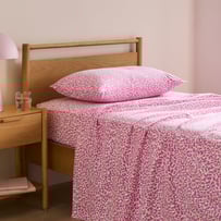 Ava Pink Animal Print Flannelette Sheet Set