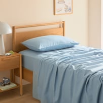 Plain Blue Flannelette Sheet Set