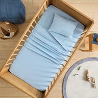 Plain Blue Flannelette Cot Sheet Set