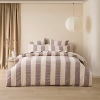 Atlas Natural & Raisin Stripe Quilt Cover Set + Separates