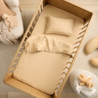 Vintage Washed Linen Biscotti Cot Quilt Cover Set