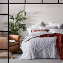 Stonewashed Cotton Silver Quilted Coverlet Separates