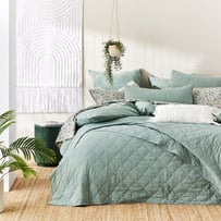 Stonewashed Cotton Gumleaf Quilted Coverlet Separates