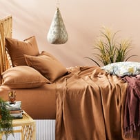Vintage Washed Linen Caramel Sheet Set + Pillowcases