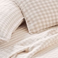 Vintage Washed Linen Linen Check Sheet Set