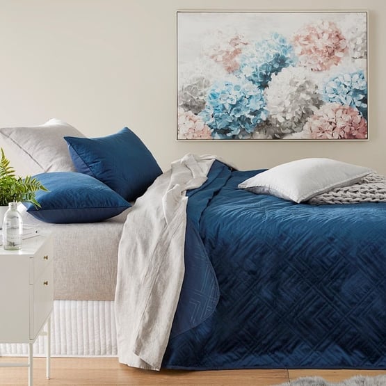 Zayn Navy Velvet Coverlet Set